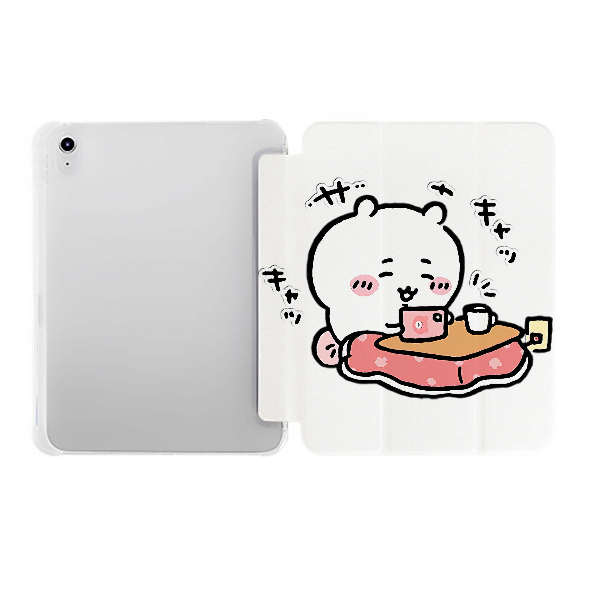 （画像用） ちいかわ ちいかわ Chii-kawa chiikawa IPad ケース ペン収納付き 三つ折りスタンド PUレザー×シリコン 対応機種9.5/10.5/10.9インチ